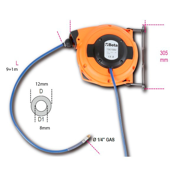 ENROLADOR AUTOMATICO 8mm x 9m 1/4         1901BM/8