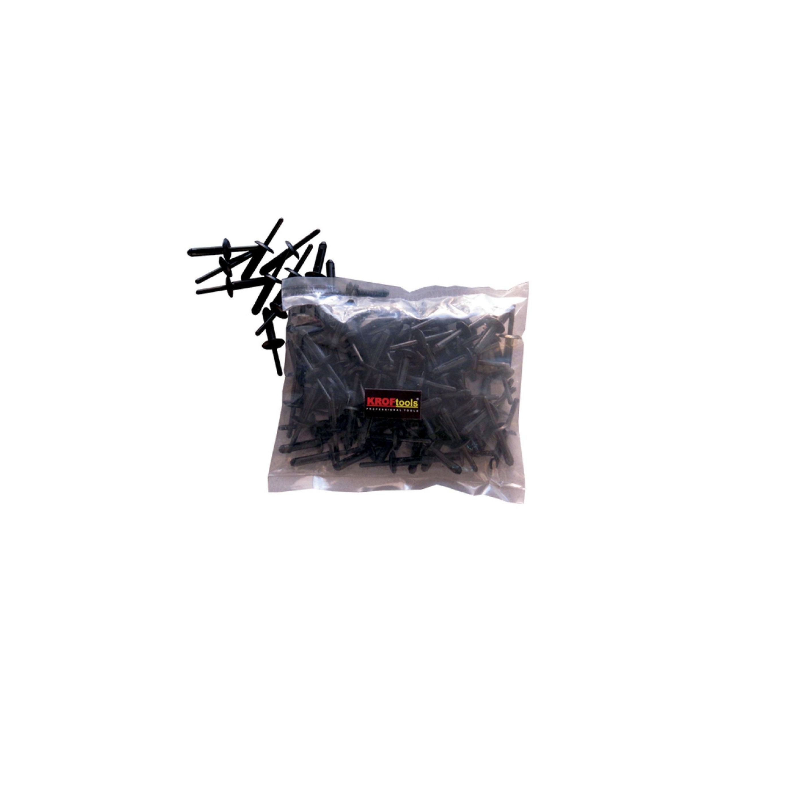KIT 100 REBITES PLASTICO PRETO 6,3x25,2mm     7545