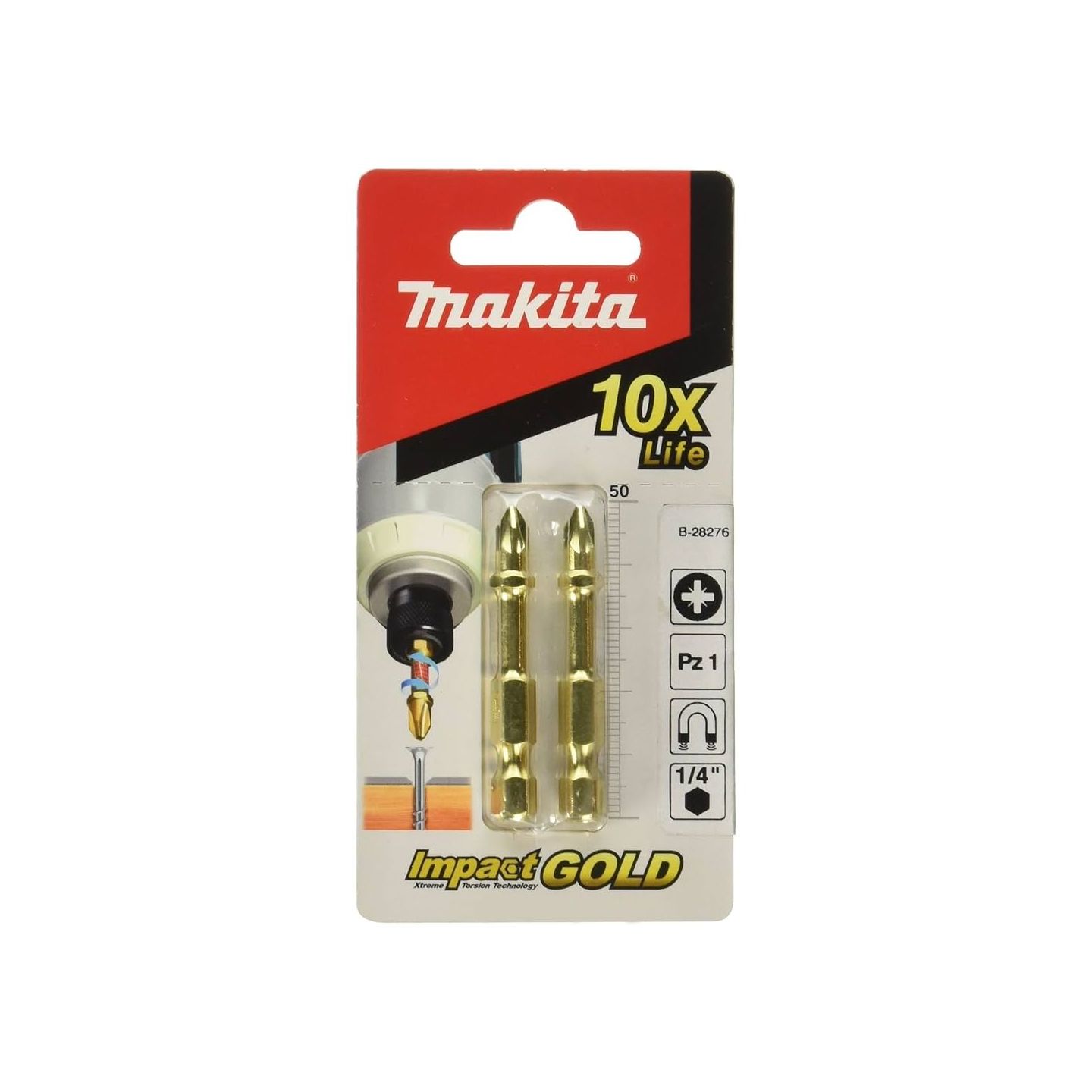 KIT 2 BITS IMPACTO OURO     1/4 - PZ1 50mm B-28276