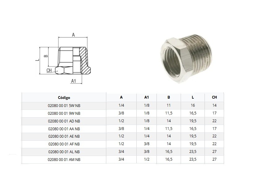 REDUÇÃO 2080 - M/F - 1/4 x 1/8