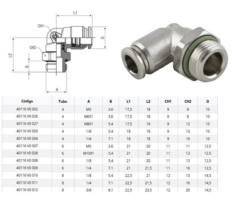 JOELHO RAPIDO TUBO/MACHO 4-M6X1  40116V