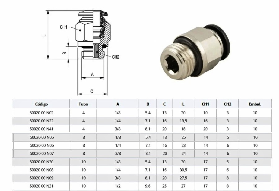 UNIÃO TUBO MACHO    50020N - 8 x 1/8