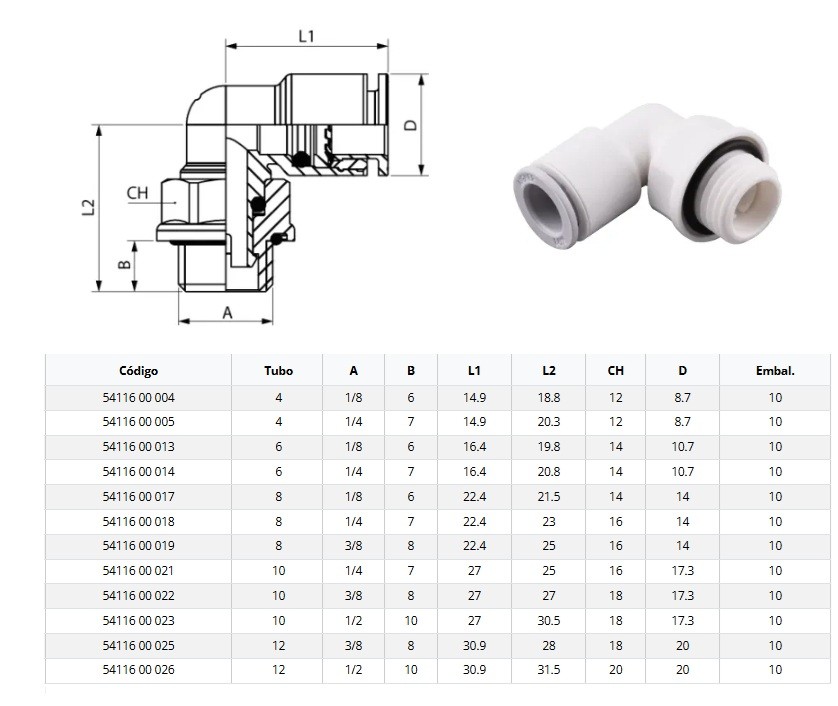 JOELHO TECNOPOLIMERO ALIMENTAR  8 x 1/4   54116