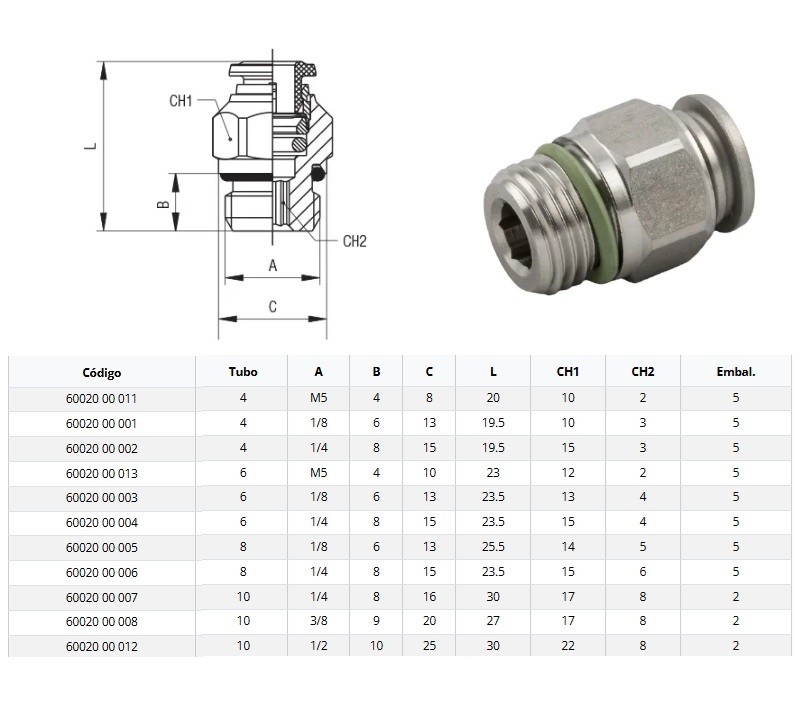 CONEXÃO RAPIDA INOX RECTO    60020 