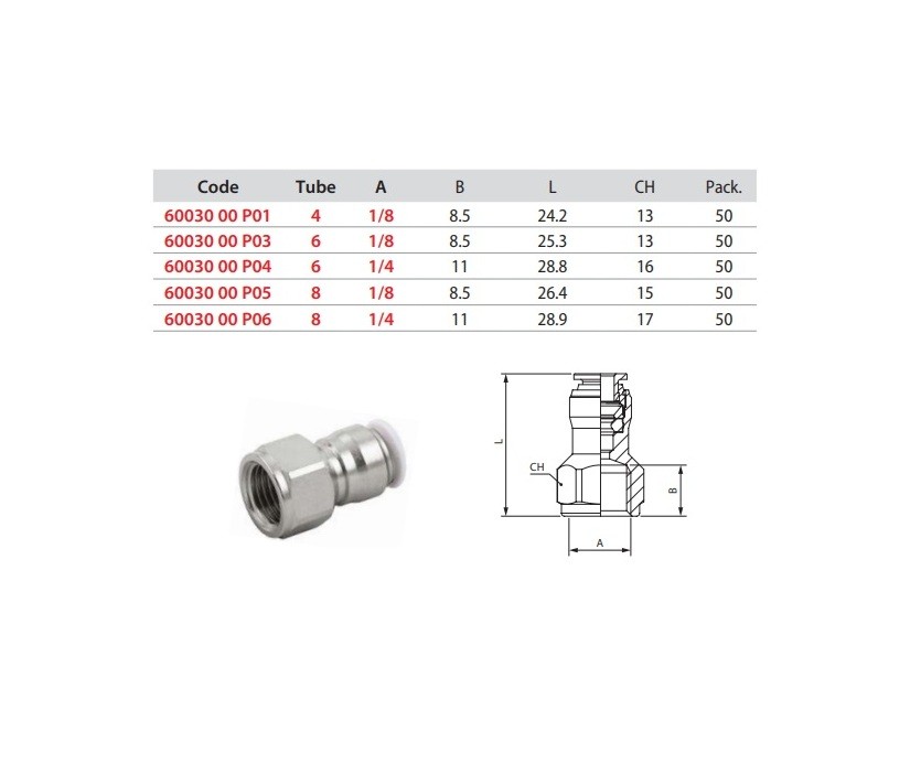CONEXÃO RAPIDA INOX RECTO    60030P - 8 x 1/8 FEMEA