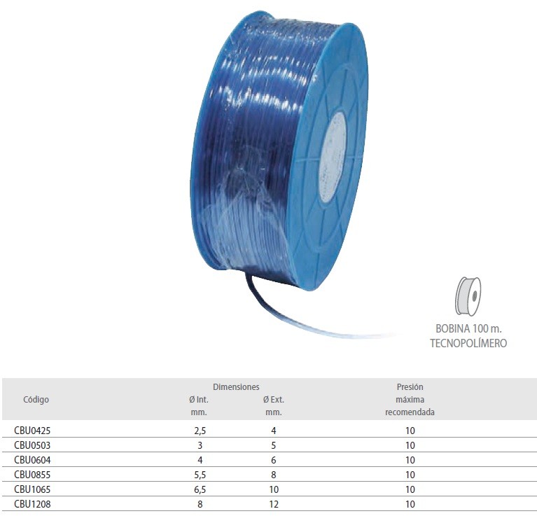 TUBO POLIURETANO 98SH 10B   10 x 6,5   CBU1065A