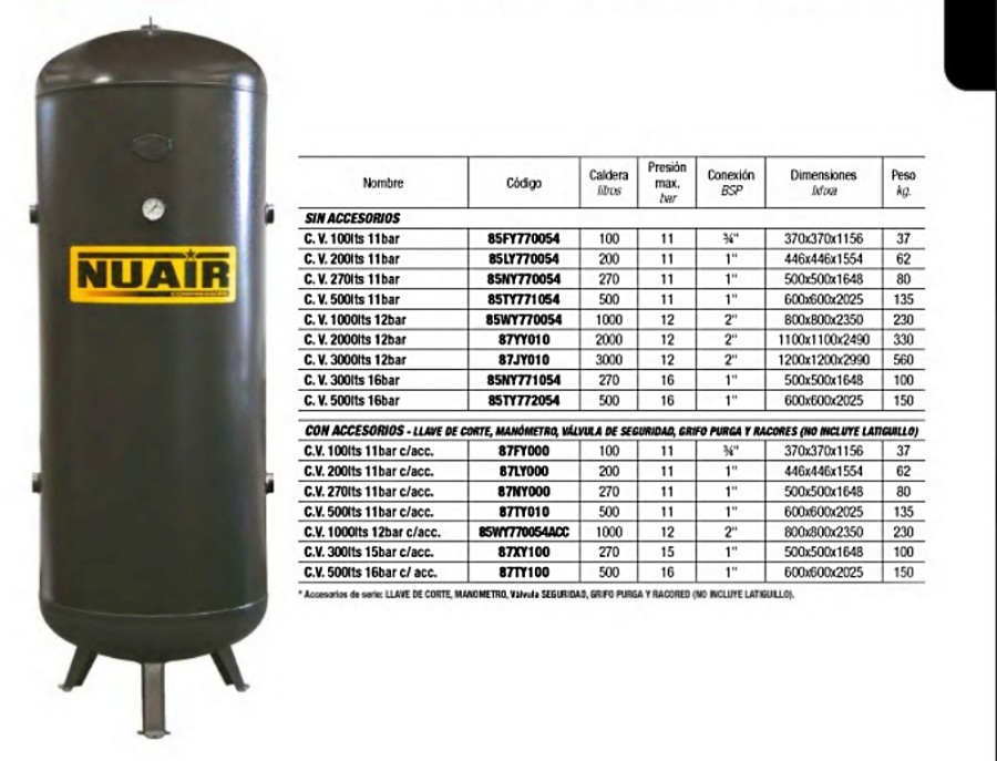 DEPOSITO VERTICAL 270lts - 11 BAR    87NY000