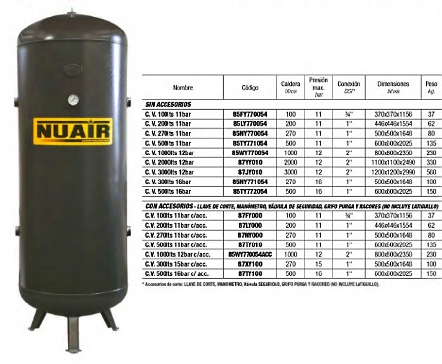 DEPOSITO VERTICAL 270lts - 11 BAR    87NY000